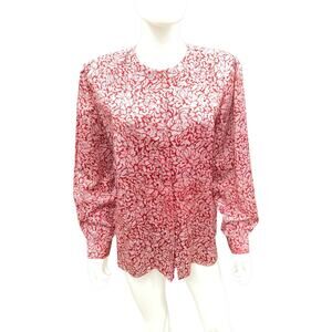 Vintage Diane Von Furstenberg Button Down Women’s SZ 10 Long Sleeve Red & White